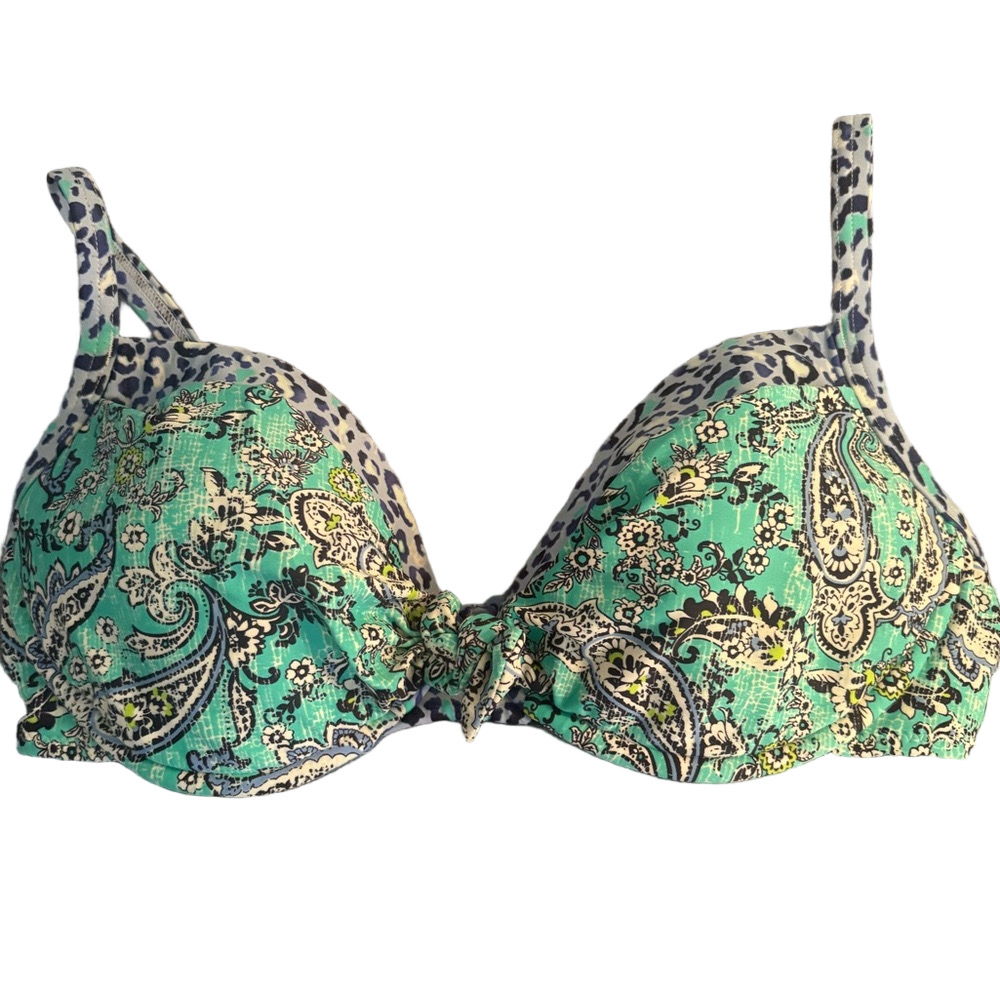 Profile Blush Bikini Top Size Medium D Cup Paisley Print No Hard Underwire